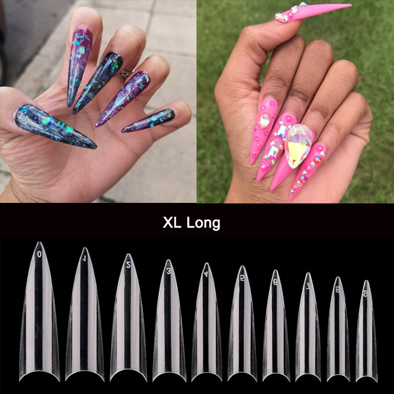 Nail Art Xl - 500/600 adet/çanta profesyonel XL uzun Stiletto