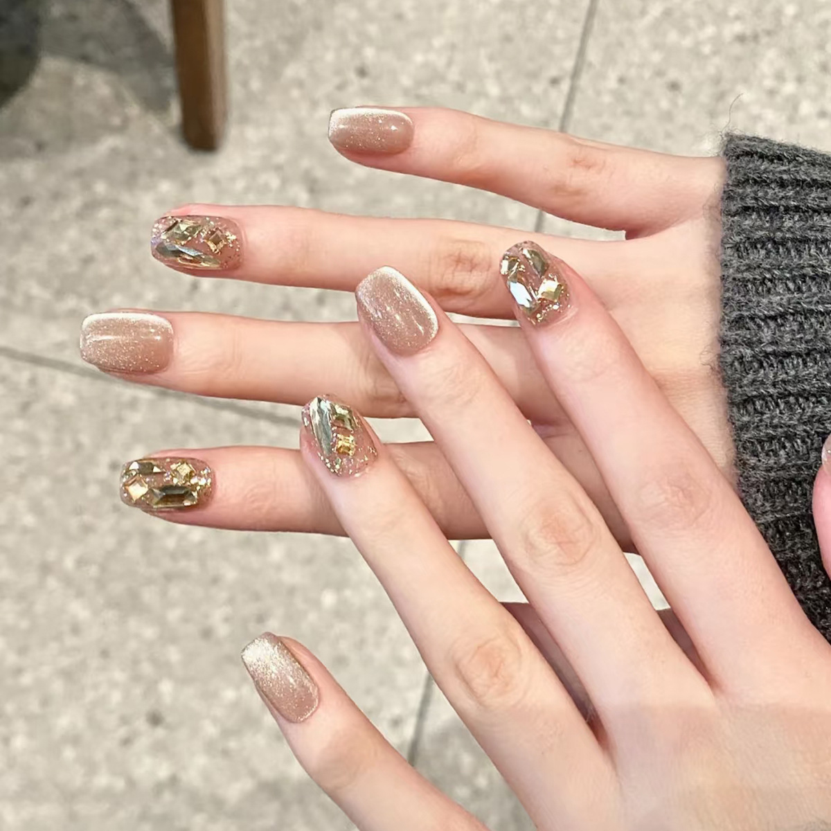 Nail Art Oval - 24 Adet Kedi Gözü El Yapımı