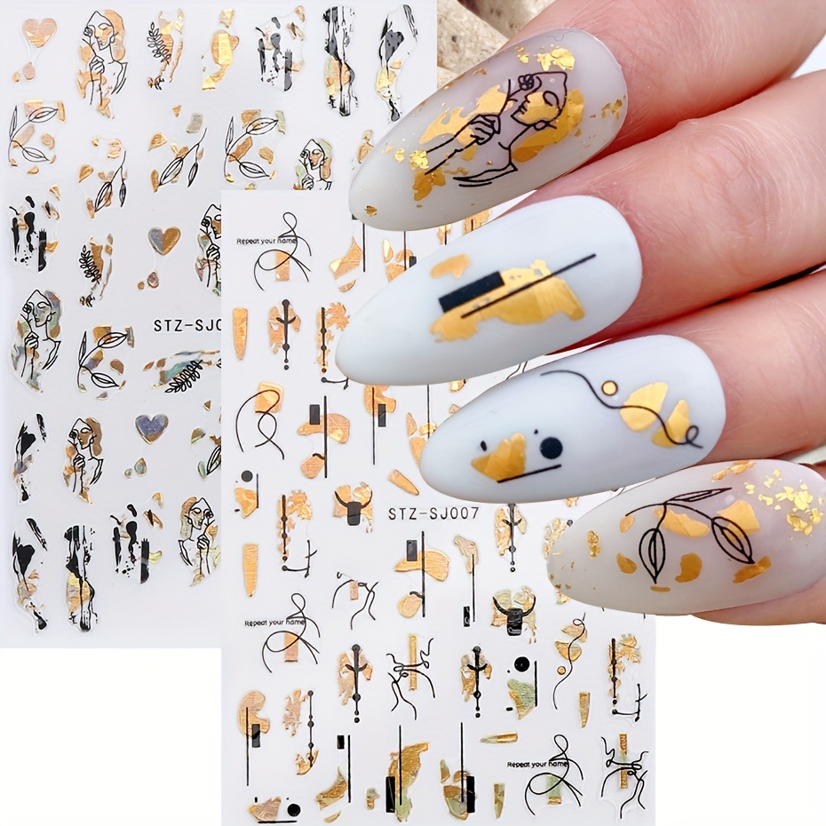 Nail Art Rose Gold - 1 adet soyut geometri çıkartmalar tırnak