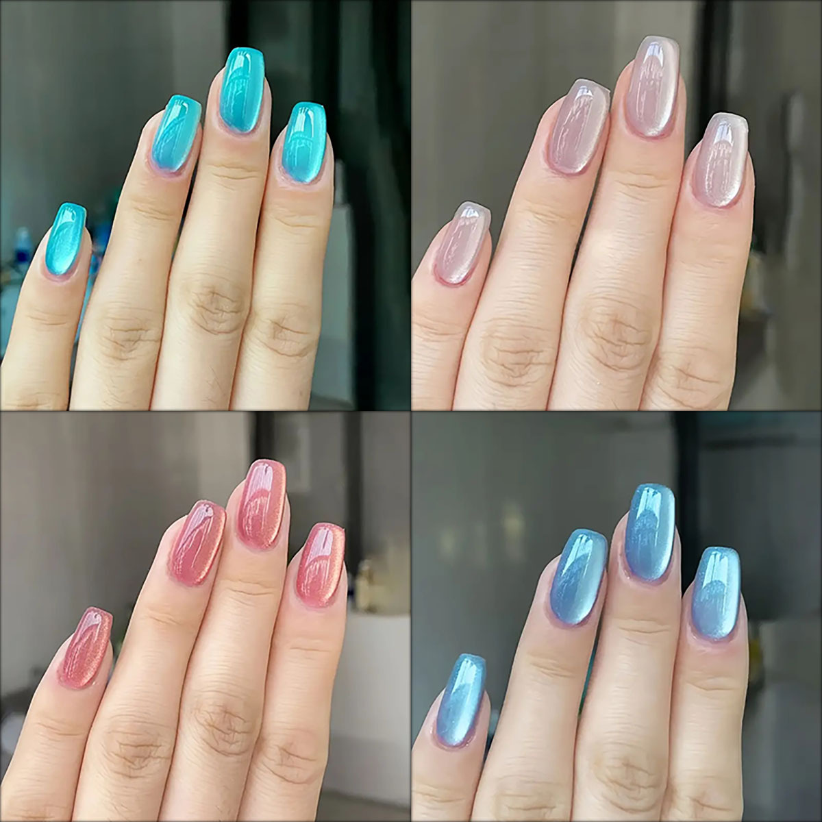 Nail Art Pink Cat Eye - 24 adet/30 adet kısa kare bale