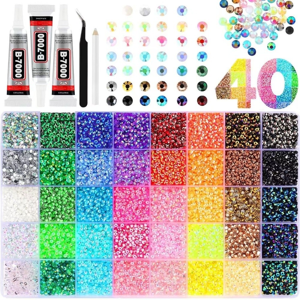 Rhinestone Nail Gem - Çok Renkli Reçine Yapay Elmas Seti
