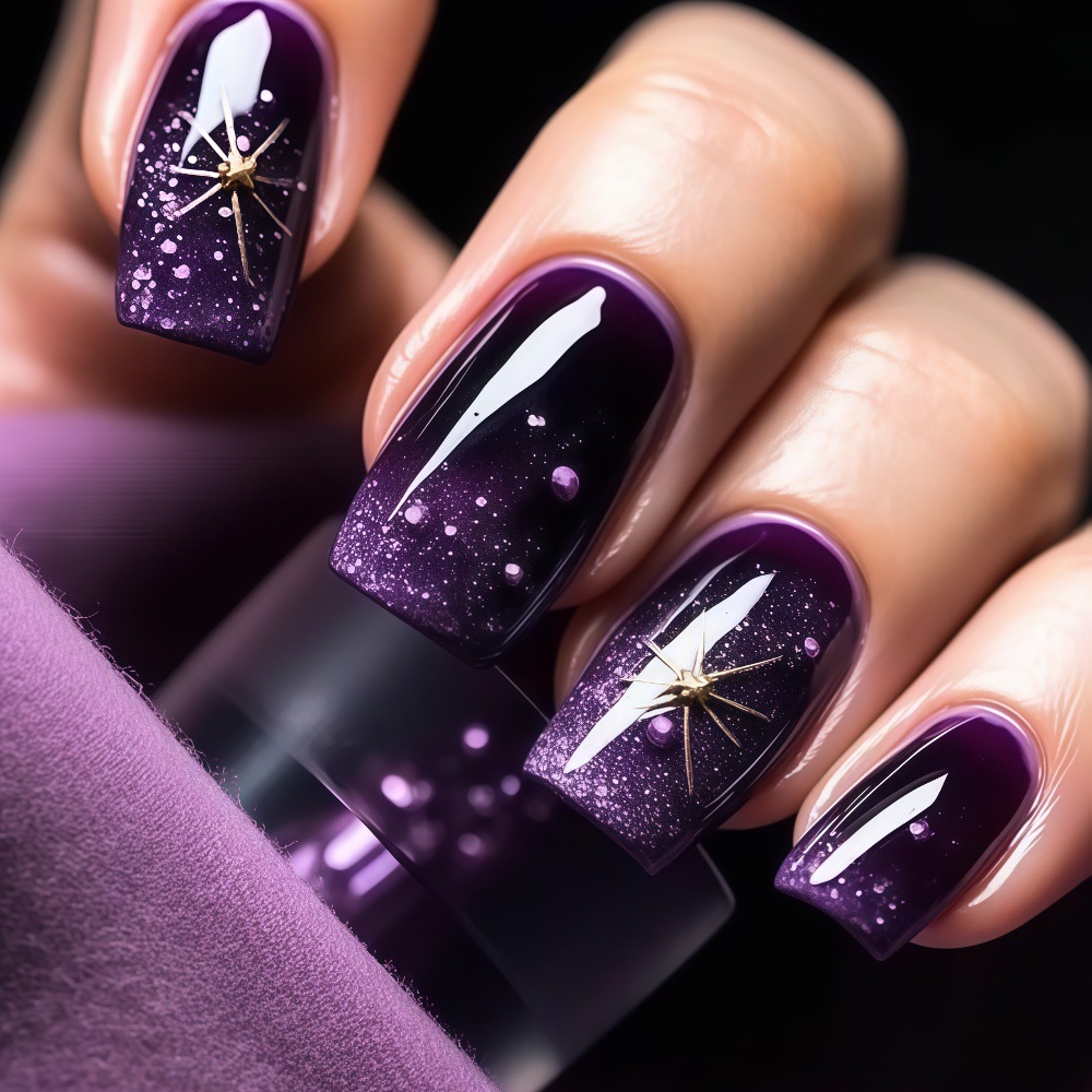 Nail Art Maroon - Kısa orta boy takma tırnaklar, gradyan