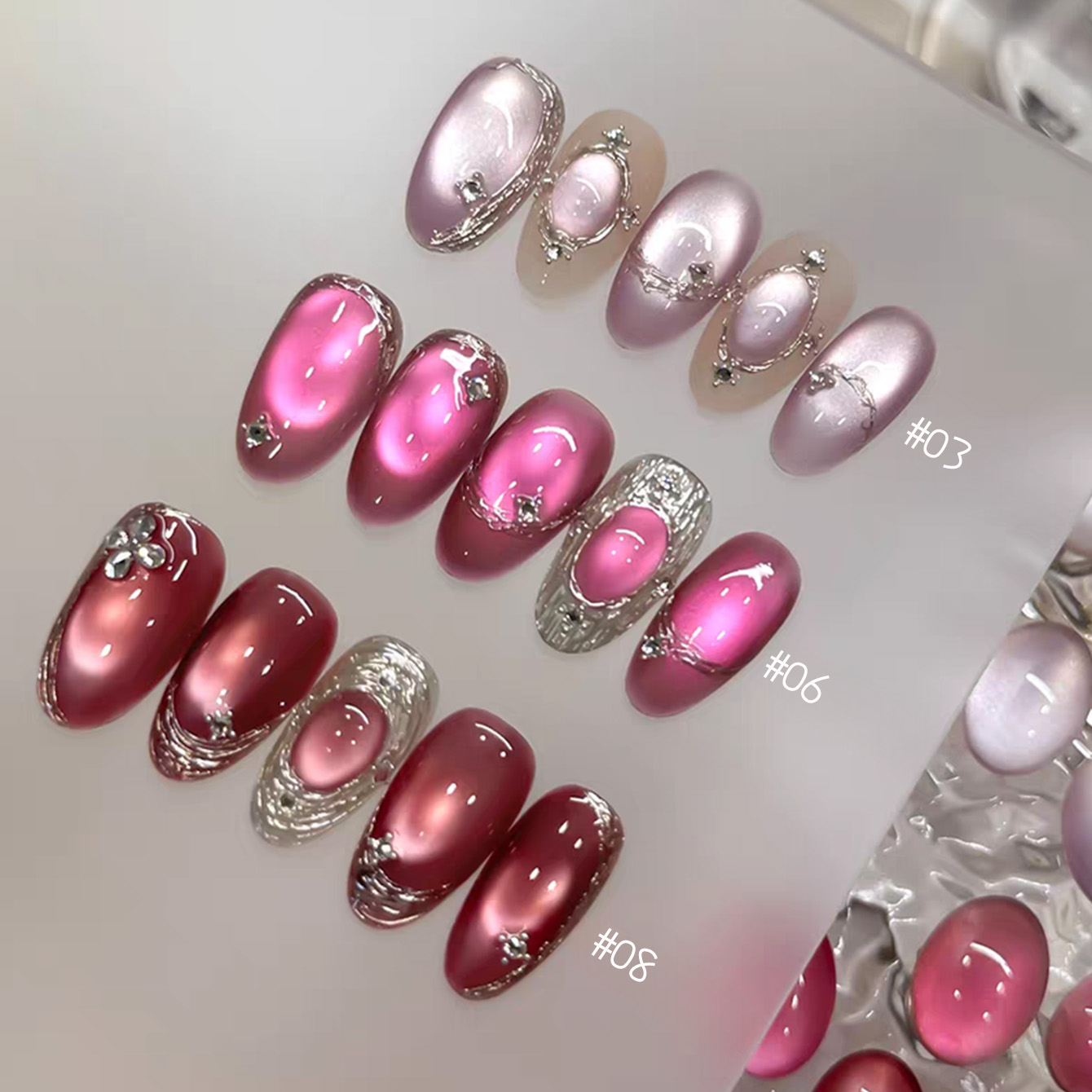 Nail Art Pink Cat Eye - 1 adet TC 2026 Yaz Popüler
