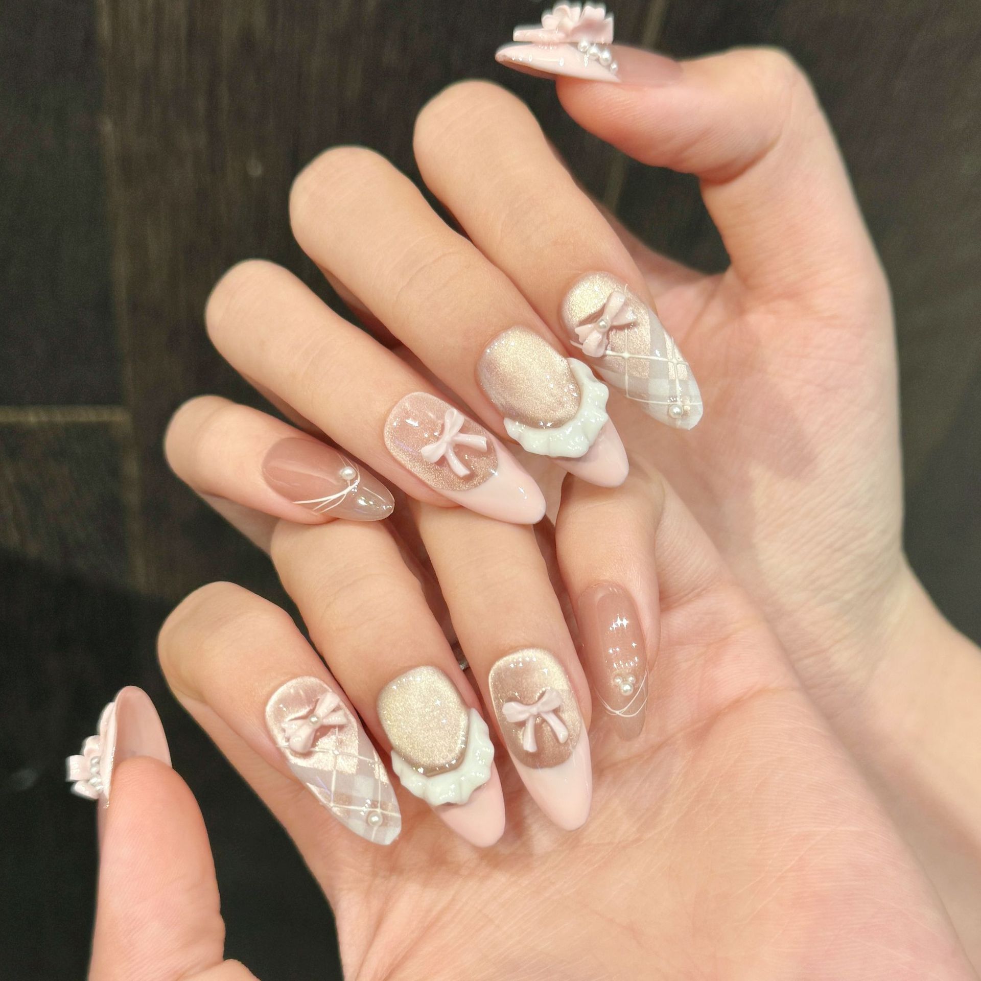 10 adet El Yapımı Çivi üzerind - Nail Art Pink Cat Eye incelemesi ve fiyatı