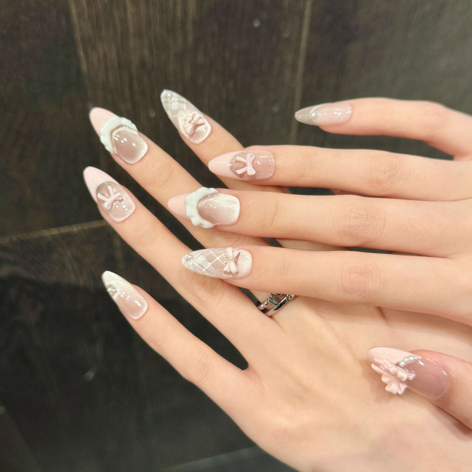10 adet El Yapımı Çivi üzerind - Nail Art Pink Cat Eye incelemesi ve fiyatı