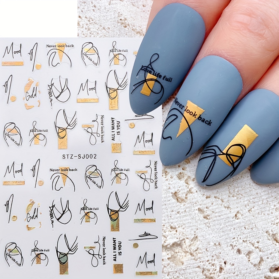 1 adet soyut geometri çıkartma - Nail Art Rose Gold incelemesi ve fiyatı