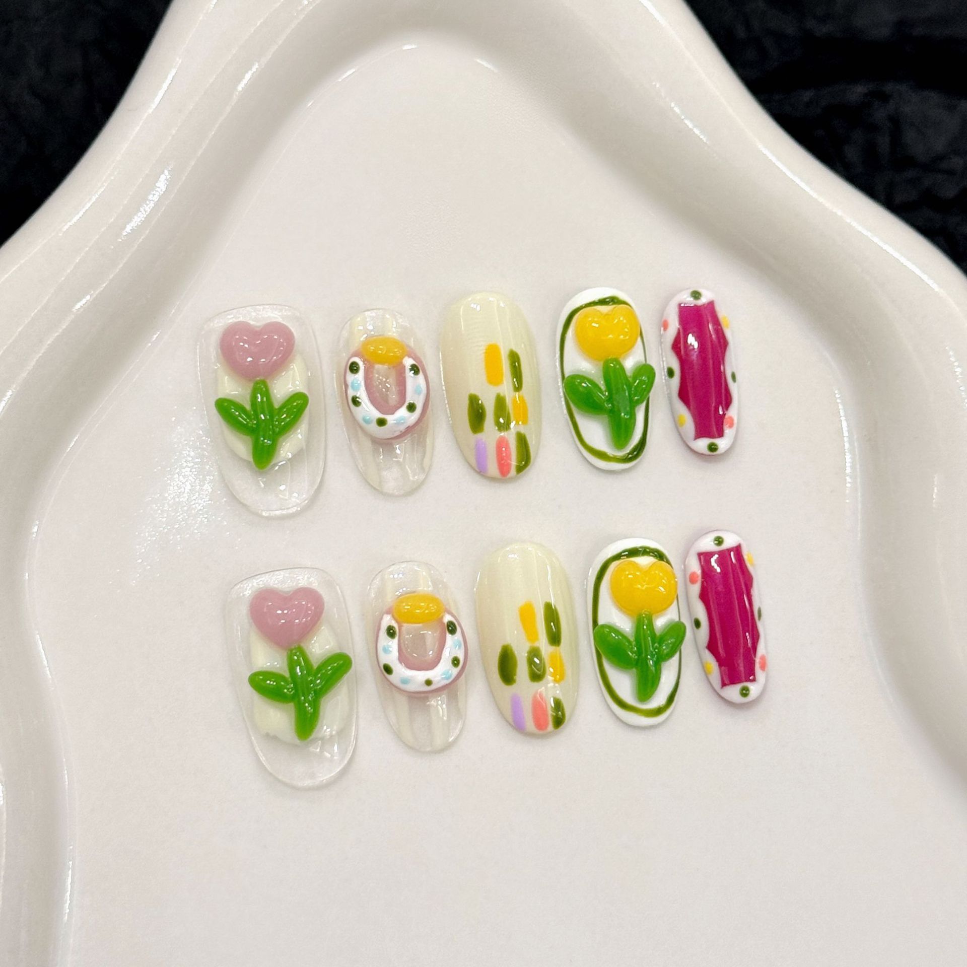 10 adet el yapımı tırnaklar üz - Nail Art Pink Cat Eye incelemesi ve fiyatı