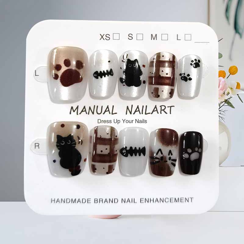 10 Adet Sevimli Karikatür Siya - Nail Art Pink Cat Eye incelemesi ve fiyatı